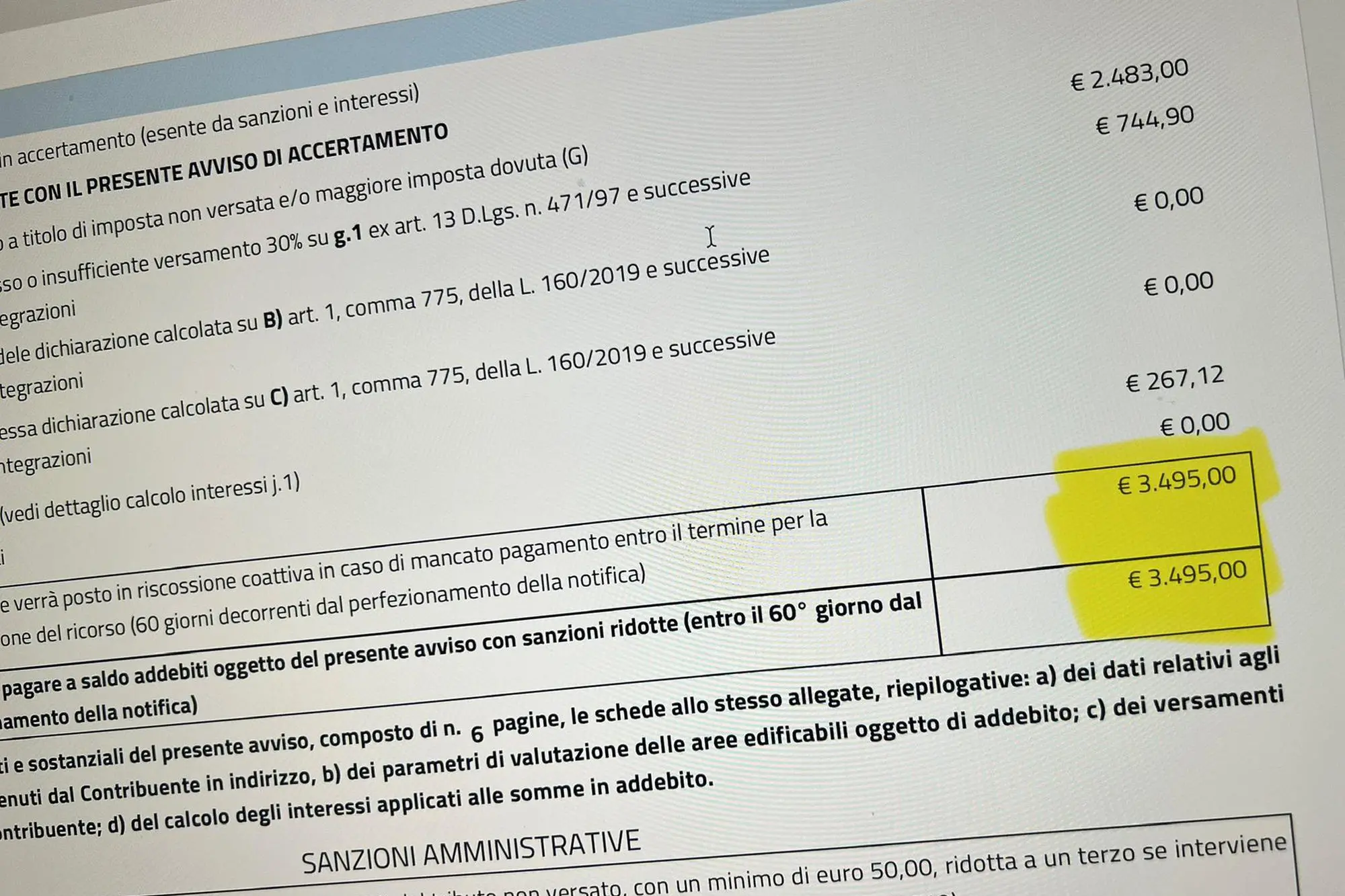 La cartella ricevuta il 31 dicembre