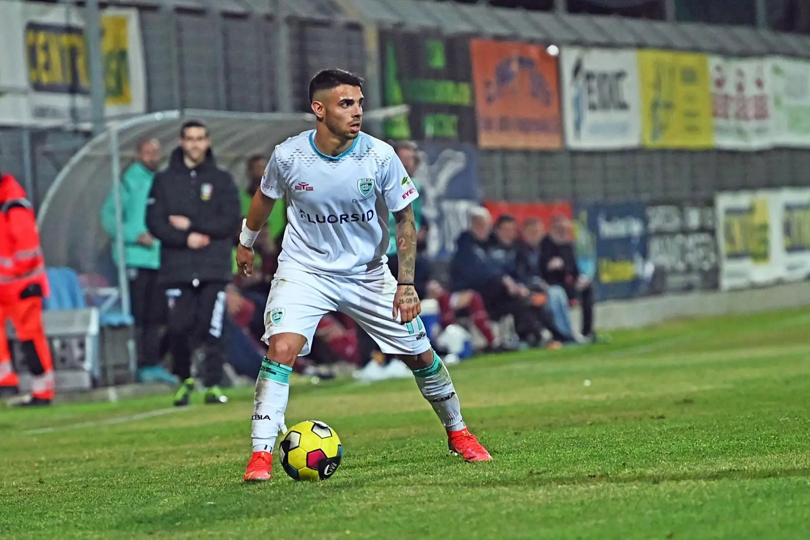 Simone Pinna nell'ultima stagione con la maglia dell'Olbia (foto Sandro Giordano)