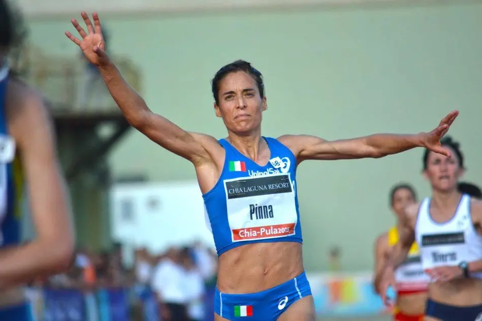 Claudia Pinna all'arrivo della gara di Coppa Europa 2015, all'Amsicora