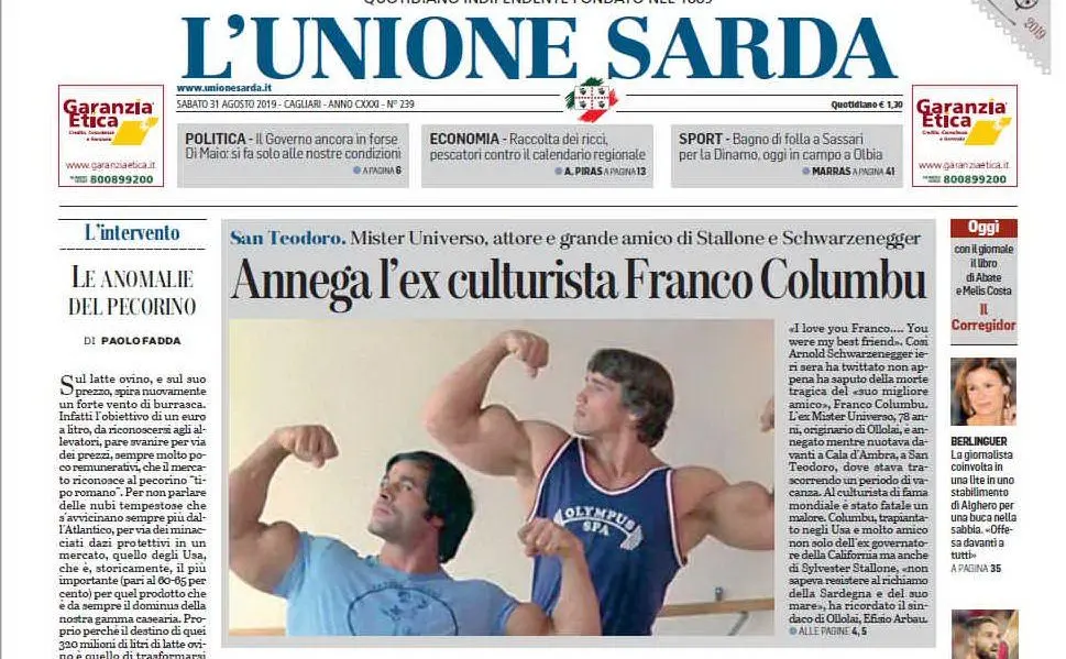 La notizia su L'Unione Sarda