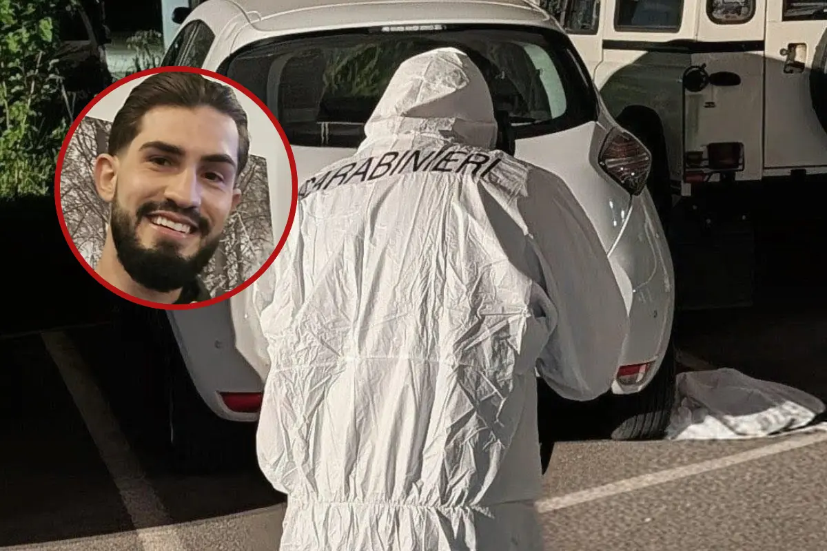 I rilievi dei carabinieri sul luogo dell'omicidio di Leonardo Mocci (nel tondo)