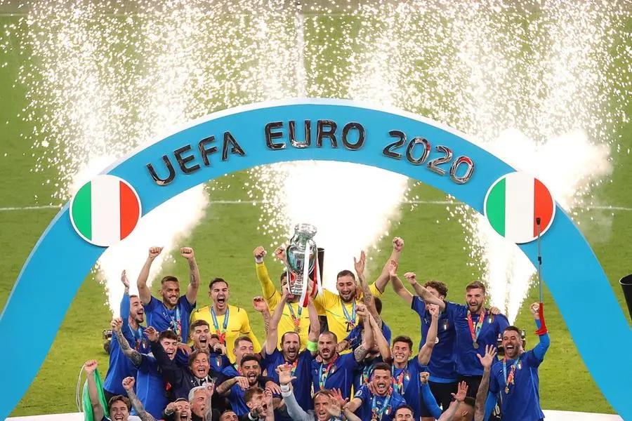 La festa azzurra a Wembley (Ansa)