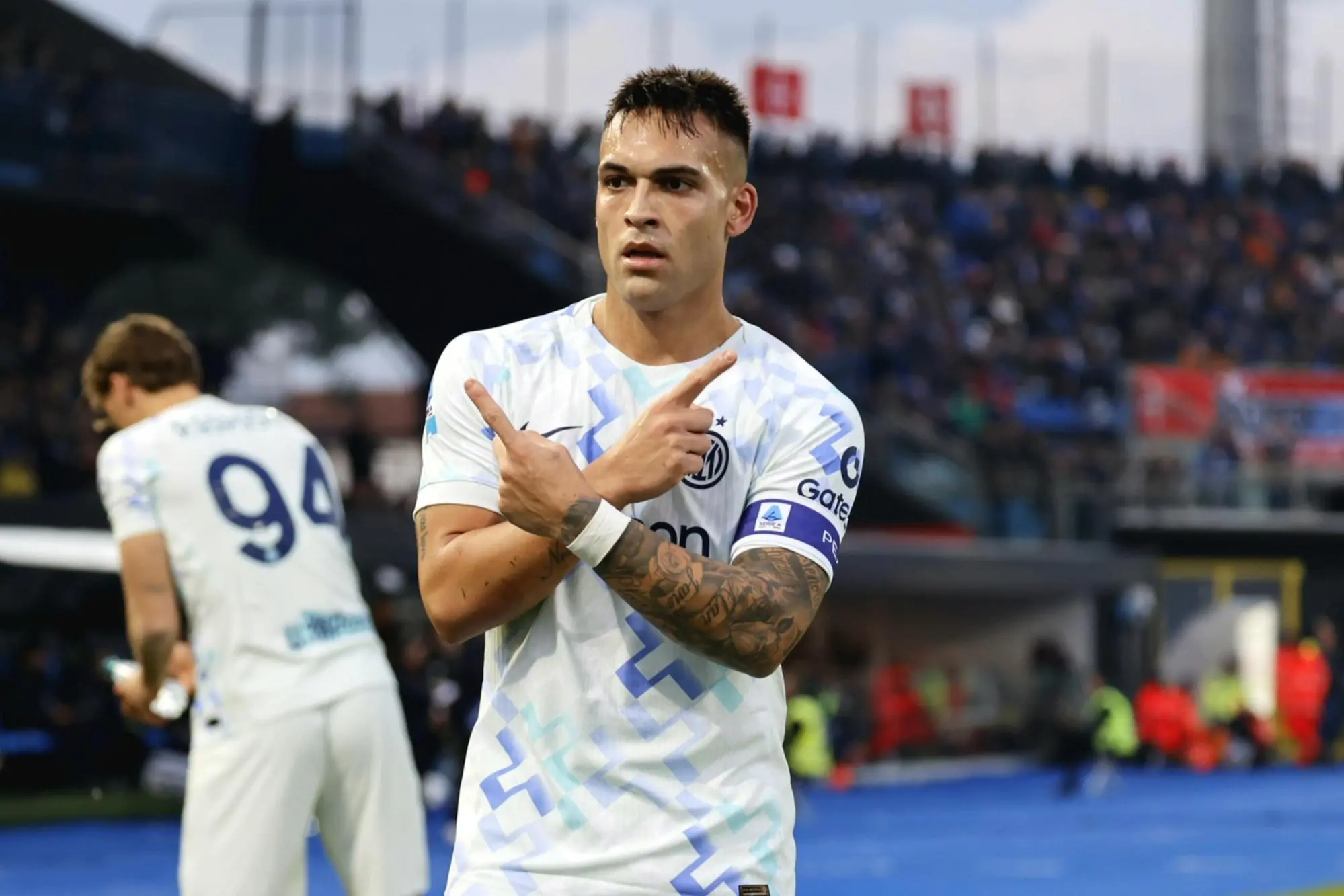 Inter's Lautaro Martinez jubilates after scoring goal (0-1) during the Italian Serie A soccer match Pisa SC vs Inter at Arena Garibaldi stadium in Pisa, Italy, 30 November 2025. ANSA/ENRICO MATTIA DEL PUNTA