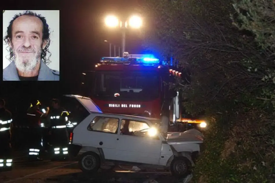 L'incidente e, in alto a sinistra, la vittima