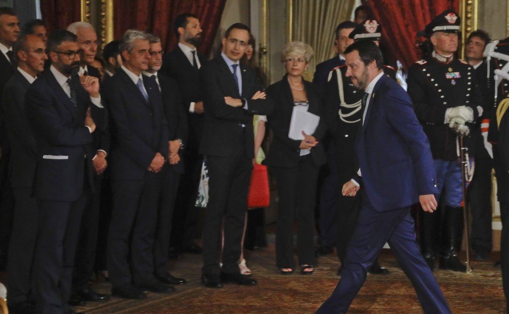 Matteo Salvini durante la cerimonia