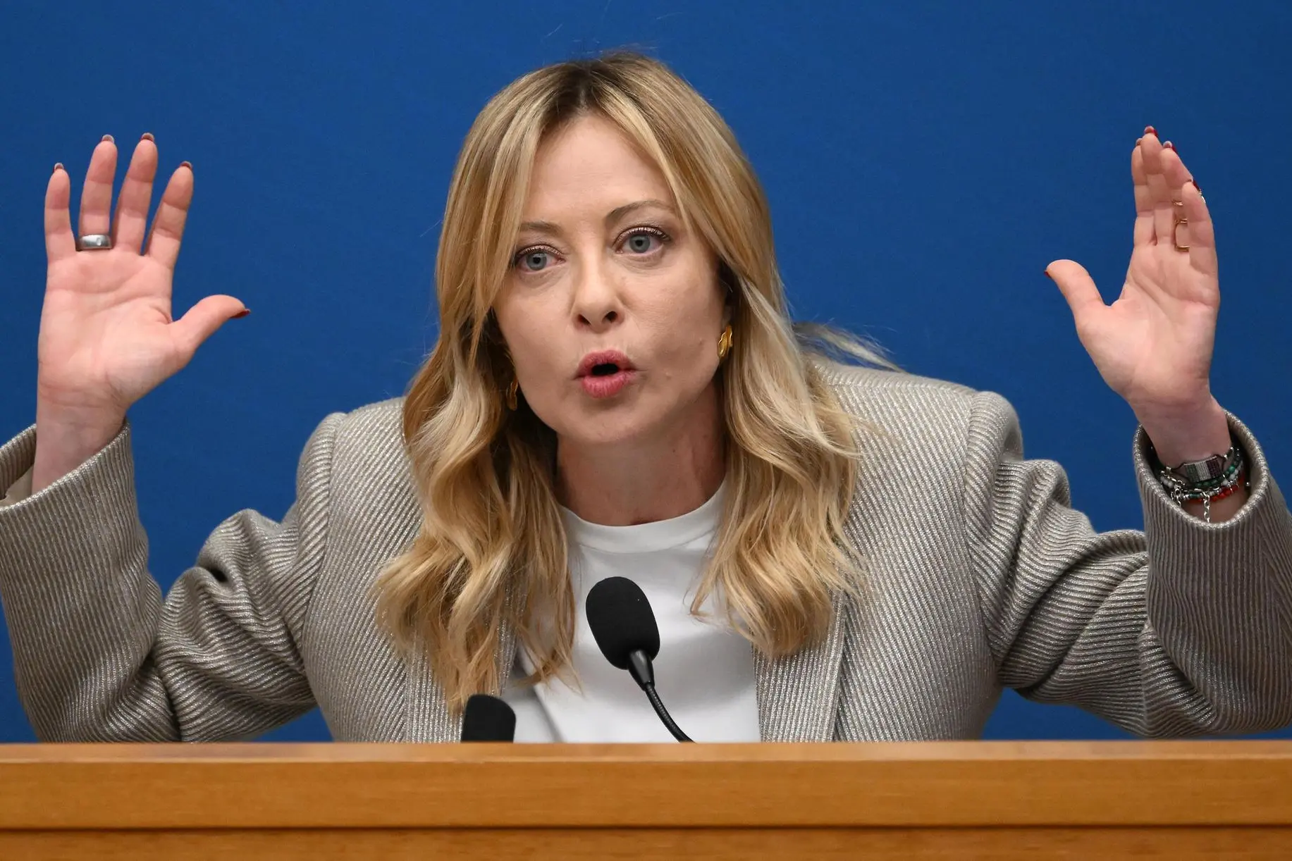 Italian Prime Minister Giorgia Meloni attends the end-of-year press conference in Rome, Italy, 09 January 2026. ANSA/ETTORE FERRARI