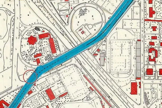 La planimetria col tratto di strada che sarà chiamato &quot;viale Campioni d'Italia 1969/1970&quot;