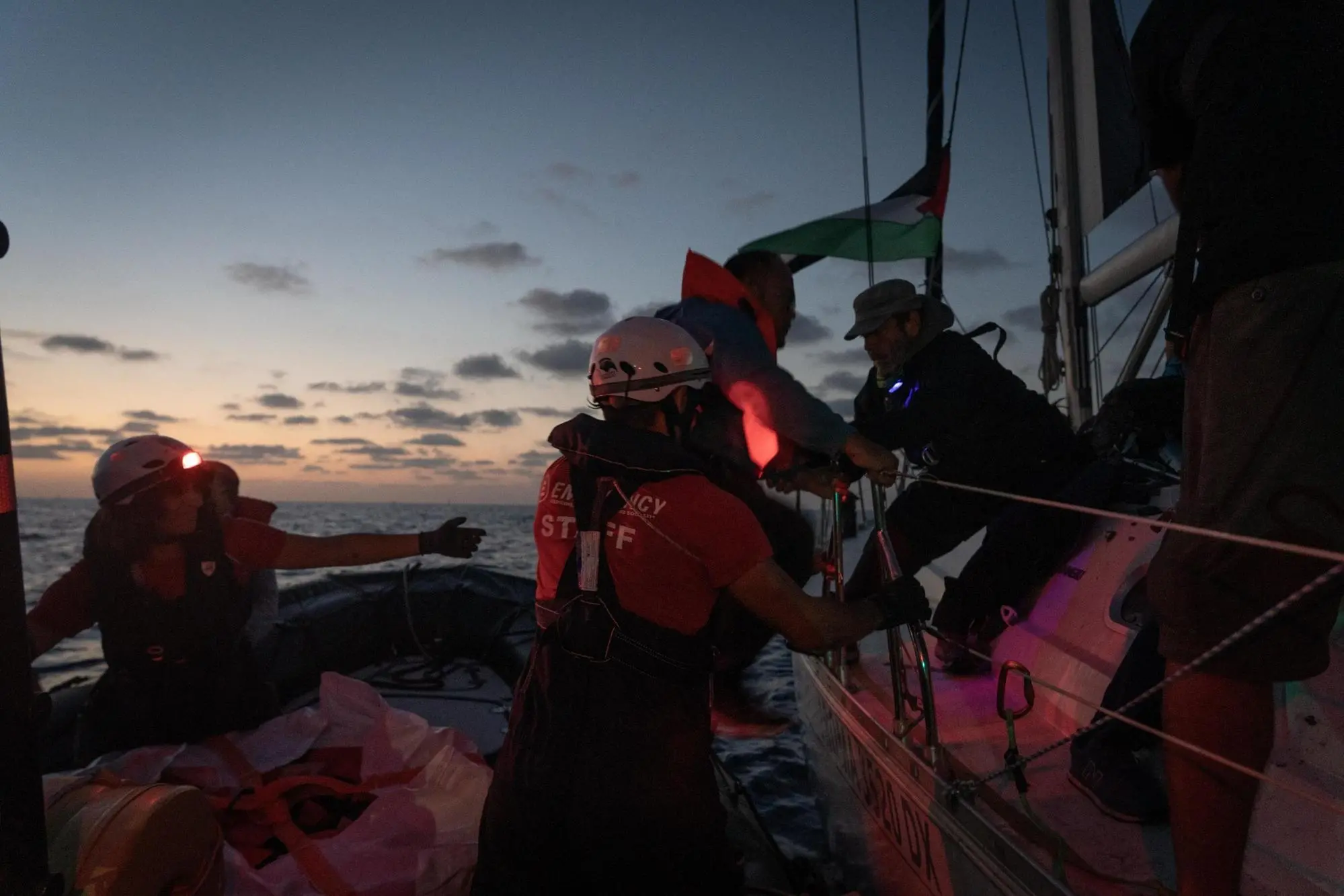 La Life Support di Emergency, che sta accompagnando la Global Sumud Flotilla (Ansa)