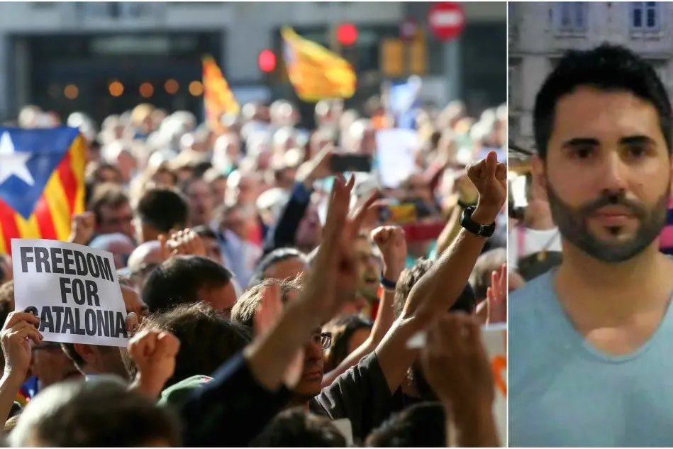 Giacomo Floris e una manifestazione indipendentista a Barcellona