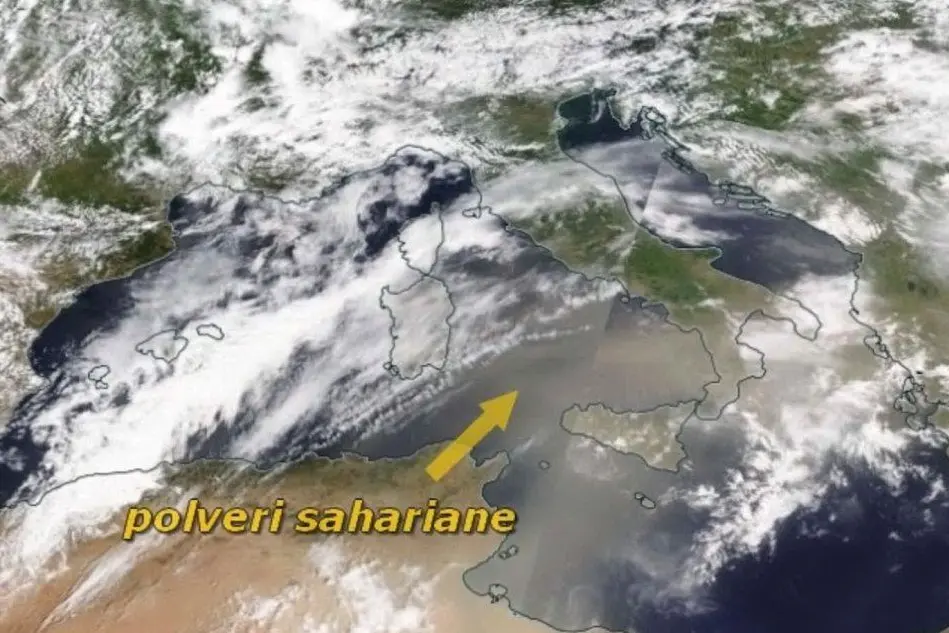 Nube di polveri sahariane sulla Sardegna