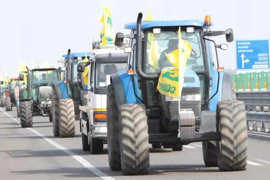 Una protesta con i trattori
