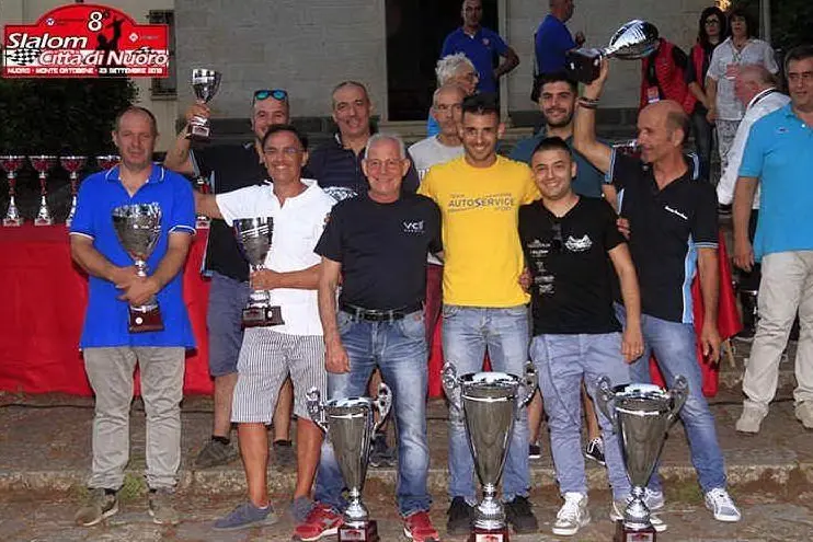 Il podio dell'ultimo slalom di Nuoro (foto L'Unione Sarda - Chessa)