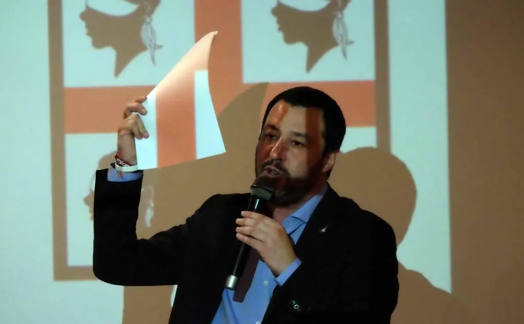 Matteo Salvini in Sardegna al congresso del Psd'Az (L'Unione Sarda)