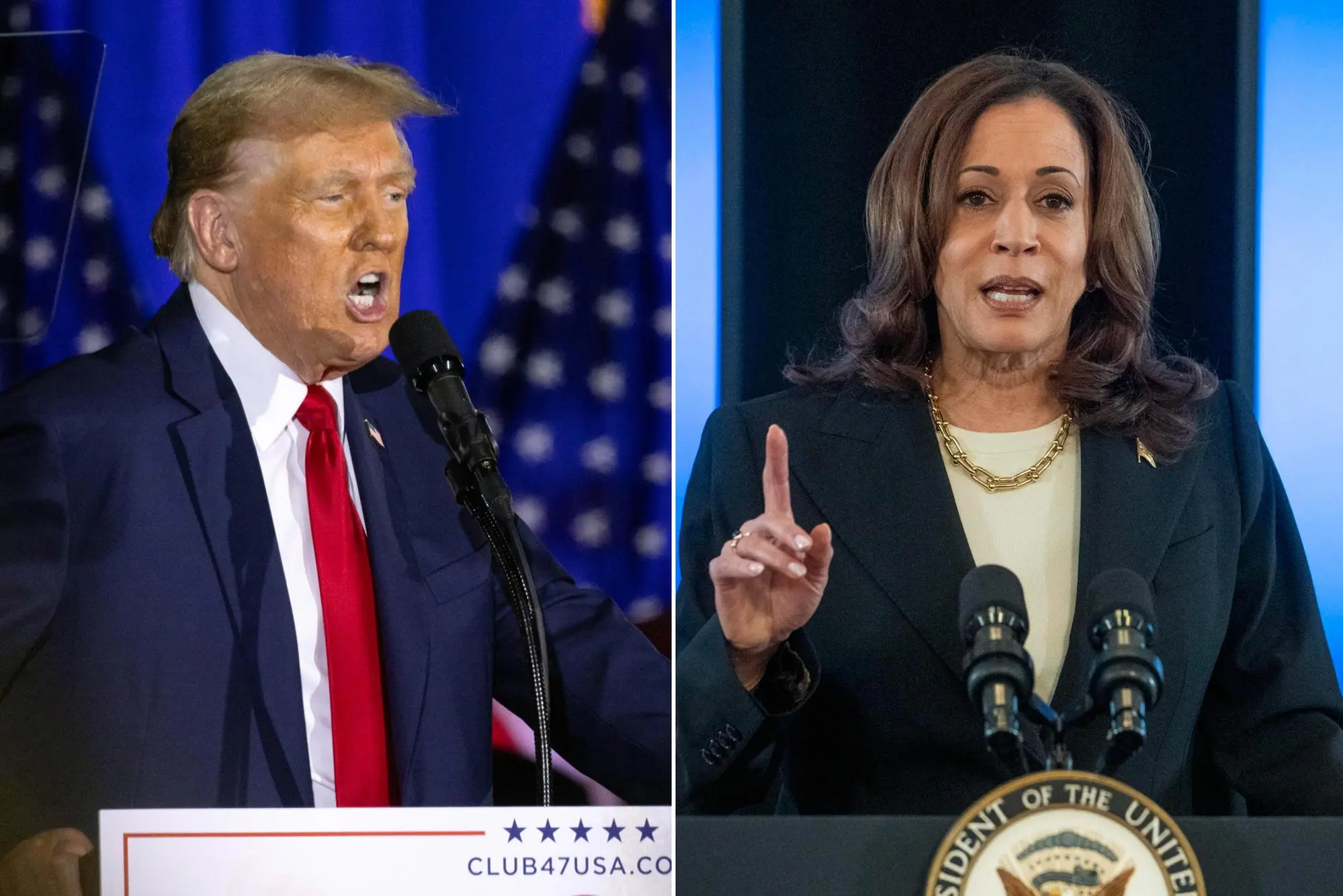 Donald Trump e Kamala Harris (Ansa-Epa)