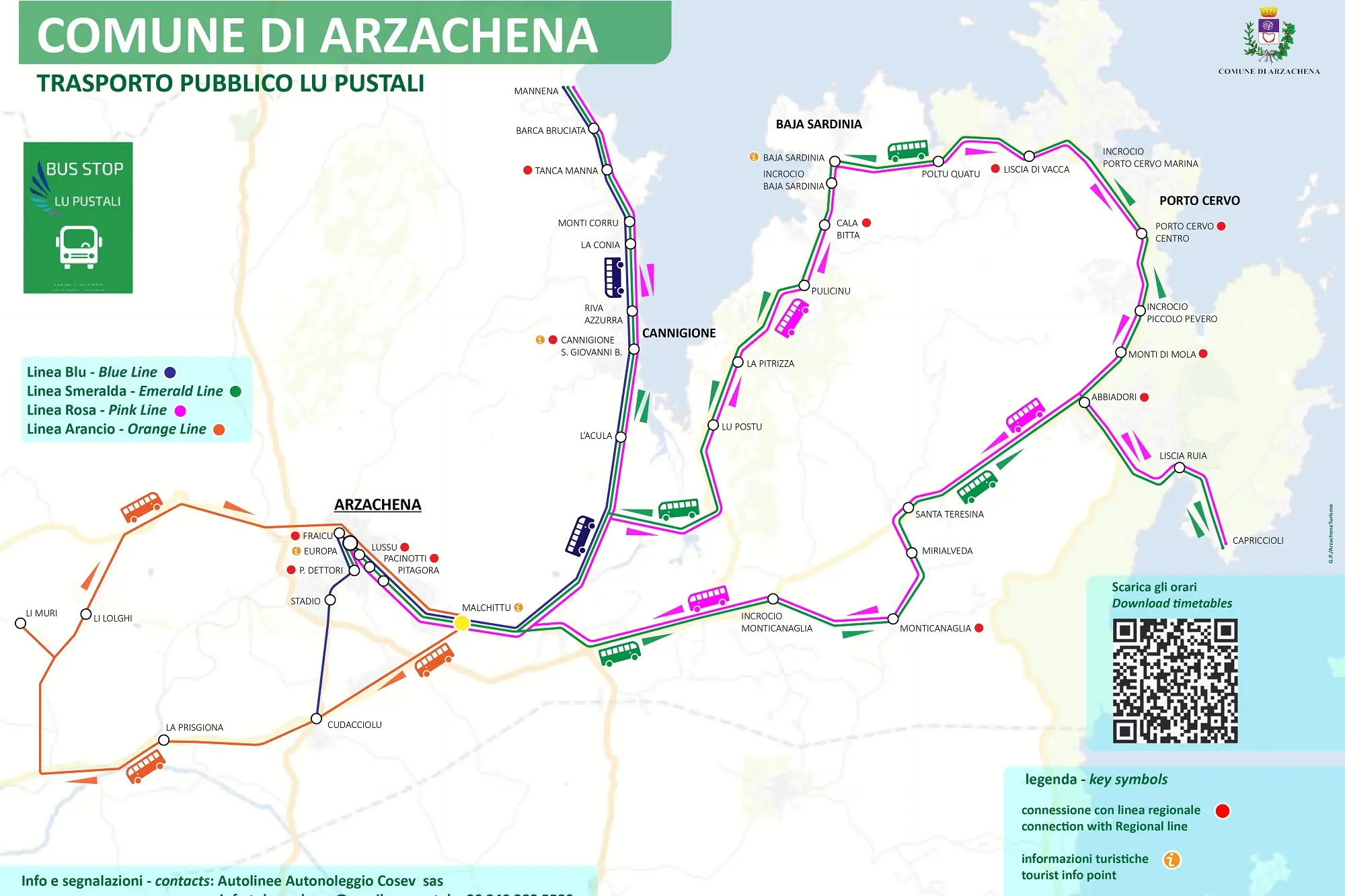 Arzachena, la mappa del trasporto pubblico (foto Ronchi)