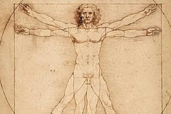 Particolare de L'Uomo Vitruviano (archivio L'Unione Sarda)
