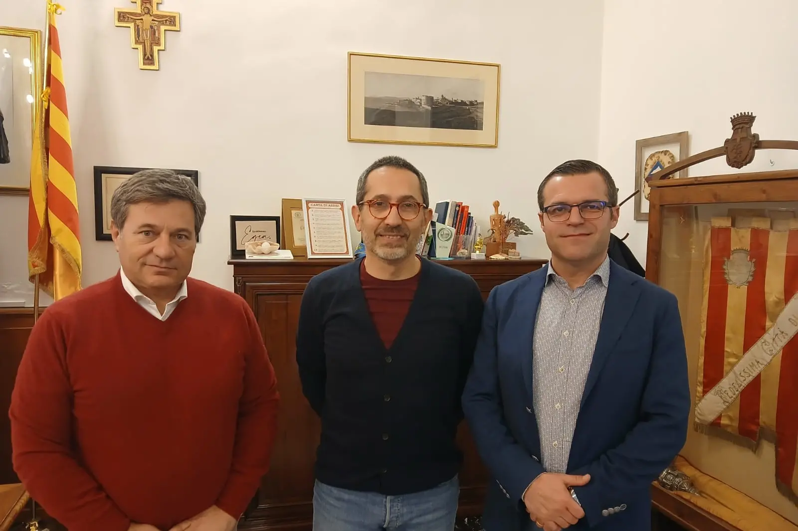 L'assessore Marinaro, l'architetto Greco e il sindaco Cacciotto (foto Fiori)