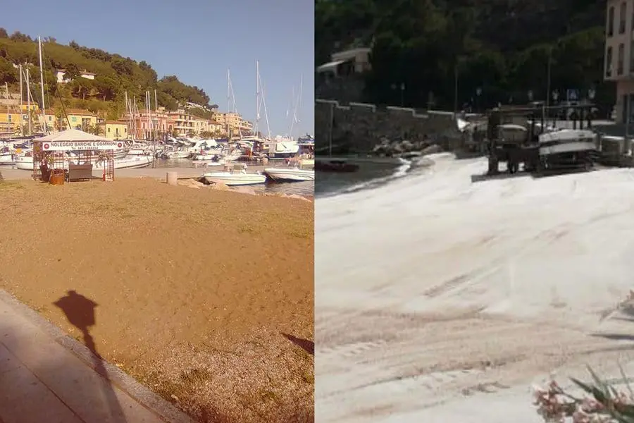 La spiaggia prima del ripascimento e dopo (L'Unione Sarda)