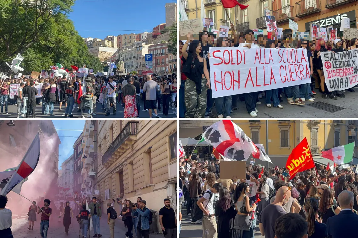 Quattro momenti della manifestazione a Cagliari (foto Umberto Zedda)