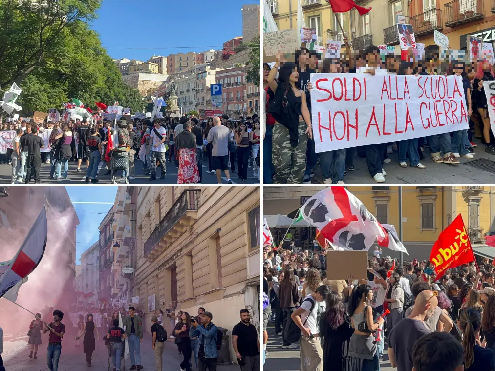 Quattro momenti della manifestazione a Cagliari (foto Umberto Zedda)