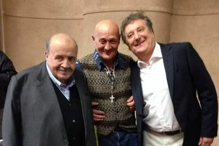 Cesare Spiga con Maurizio Costanzo ed Enzo Iacchetti (foto Floris)