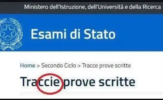 Il refuso sul sito del ministero