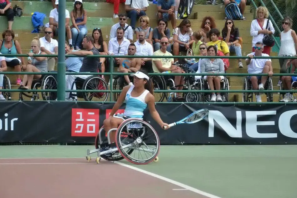 Tennis in carrozzina, un'immagine del Sardinia Open