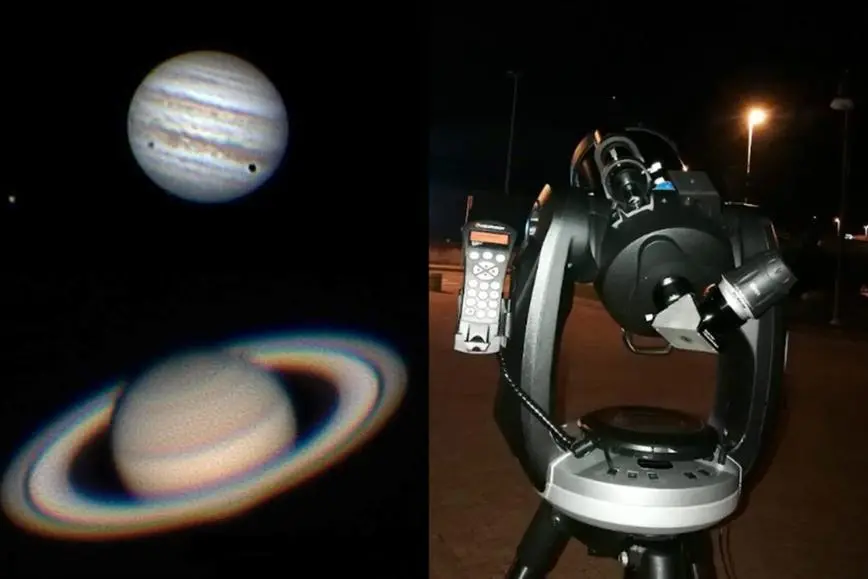 Il telescopio del Planetario e Giove e Saturno (foto Floris)
