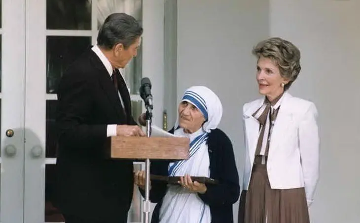 Alla Casa Bianca con l'allora presidente Usa, Ronald Regan