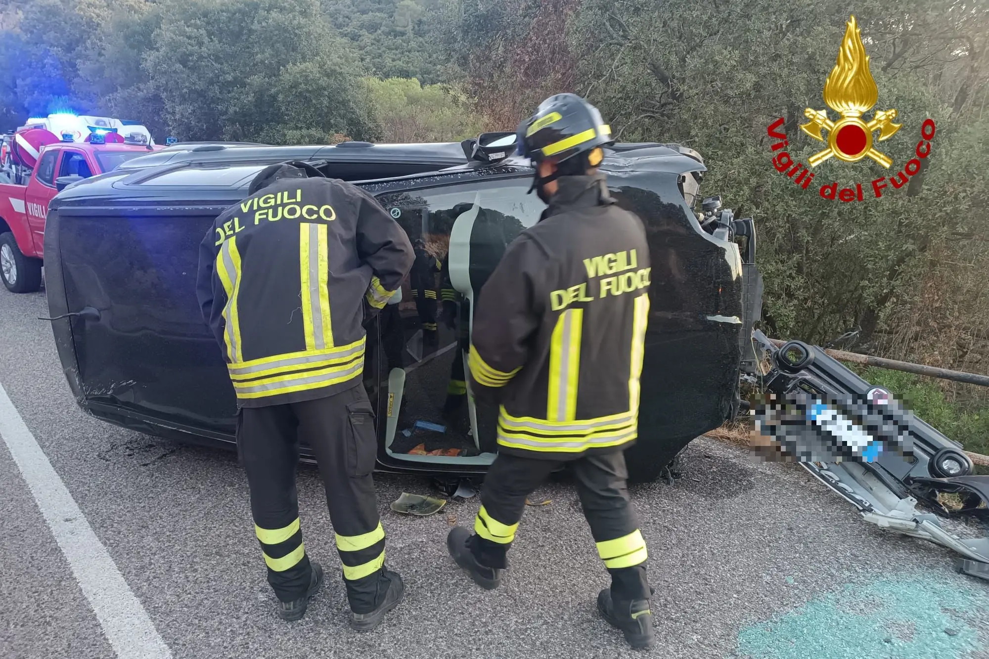 L'incidente a Nuoro (foto Vigili del fuoco)