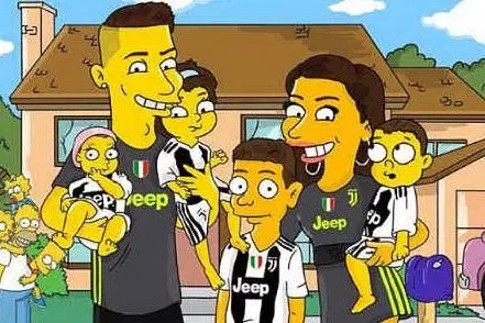 Il mondo del pallone incontra i Simpson (in foto la famiglia Ronaldo)