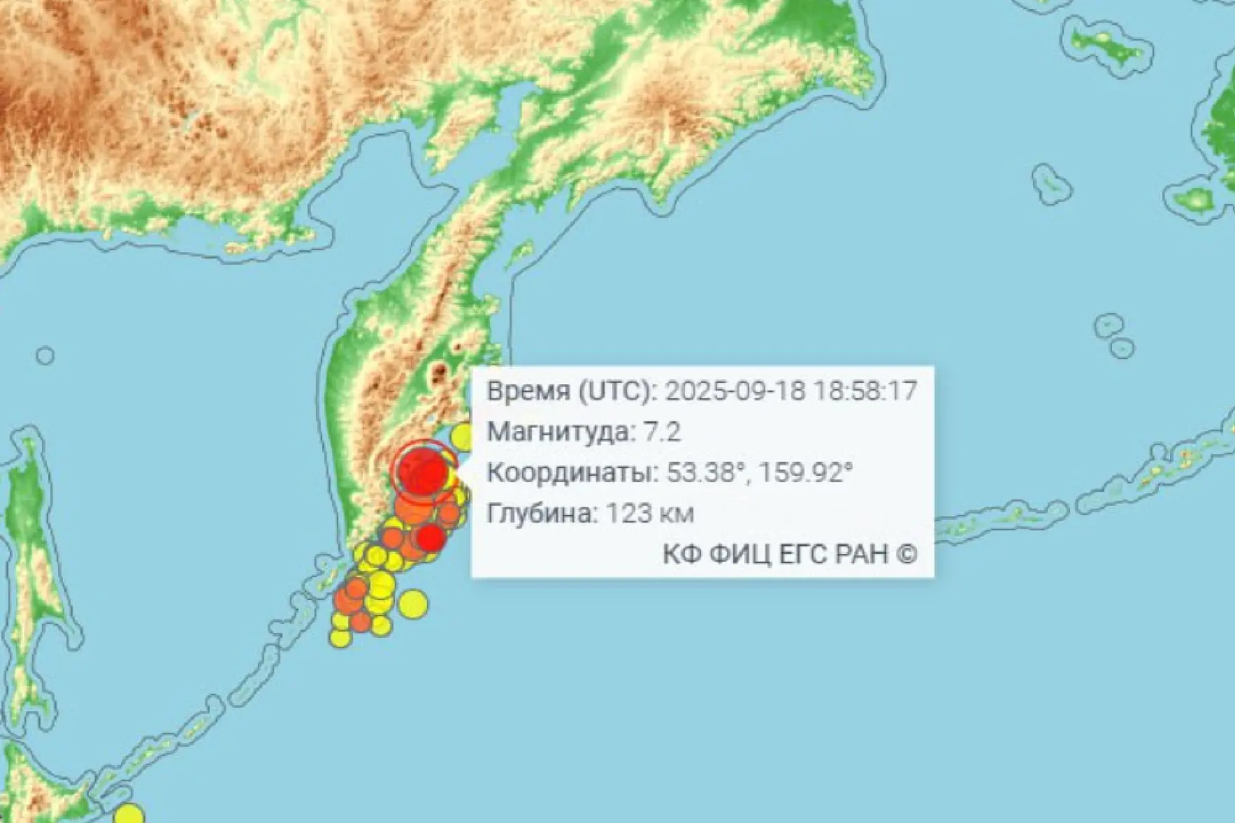 L'epicentro del terremoto