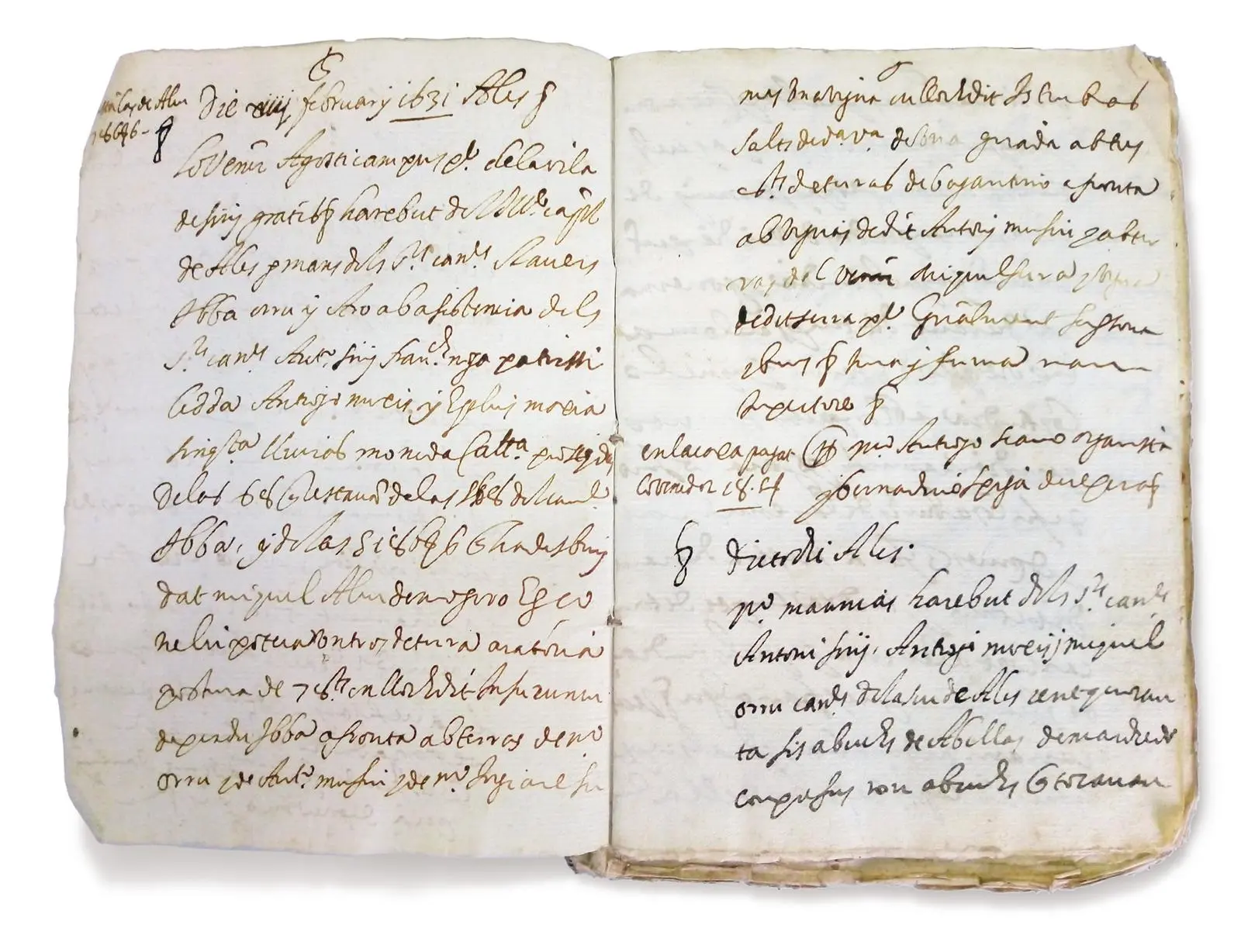 Copia del manoscritto del 1631 per la cessione dei 146 alverari dai canonici alla famiglia Manias (foto concessa)