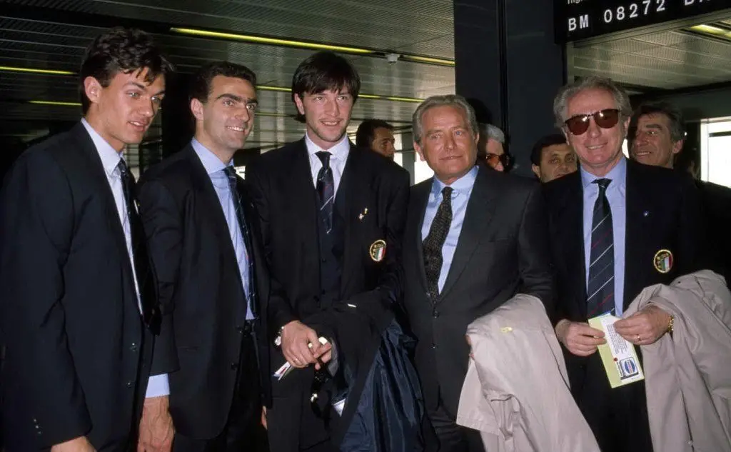 Con Giampiero Boniperti, Walter Zenga, Giuseppe Bergomi e Paolo Maldini