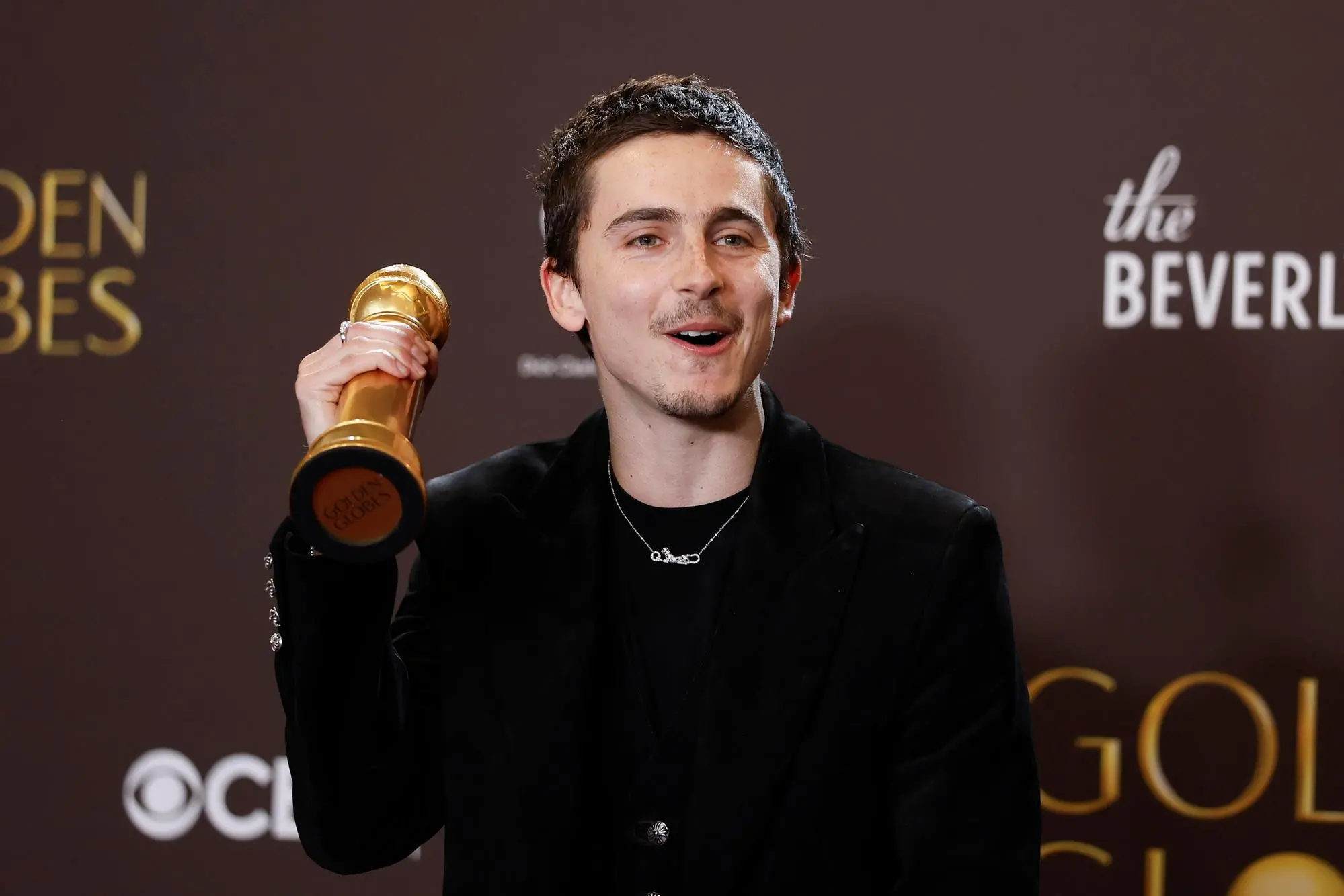 Timoth&eacute;e Chalamet premiato ai Golden Globe (EPA/CHRIS TORRES)