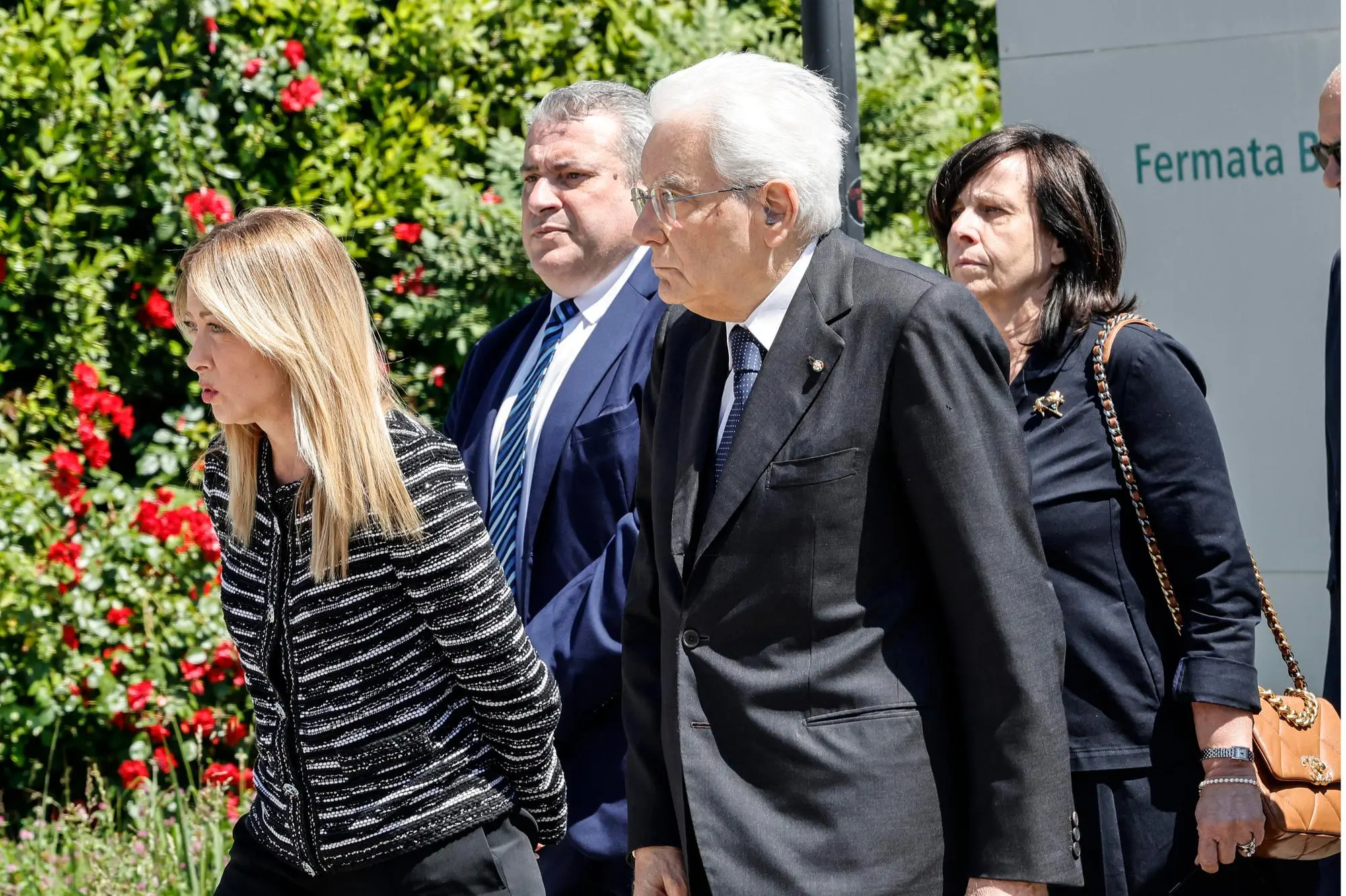 Il Presidente della Repubblica Sergio Mattarella e la Presidente del Consiglio Giorgia Meloni arrivano all'ospedale di Baggiovara (Modena) dove sono ricoverate alcune delle persone rimaste ferite ieri pomeriggio a Modena dopo essere state travolte dall'auto guidata dal 31enne Salim El Koudri, 17 maggio 2026. ANSA/Elisabetta Baracchi