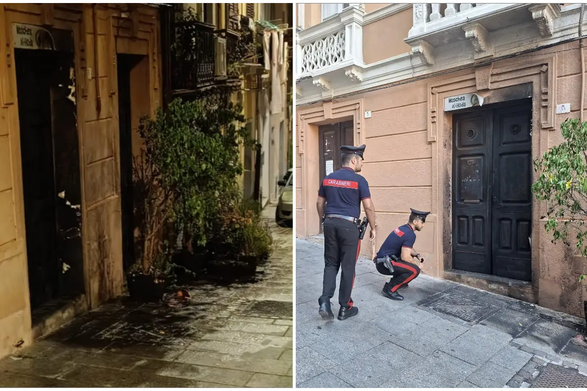 I rilievi davanti alla moschea di via del Collegio (foto Carabinieri)