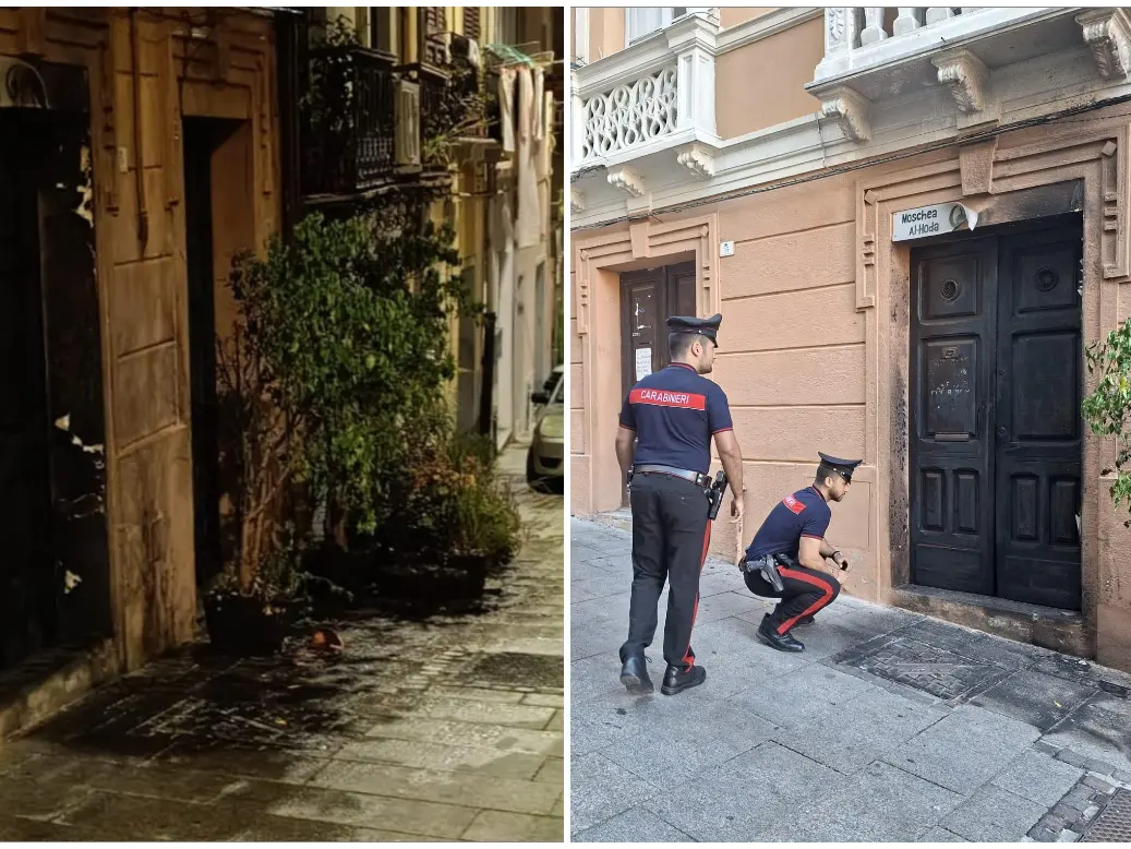 I rilievi davanti alla moschea di via del Collegio (foto Carabinieri)