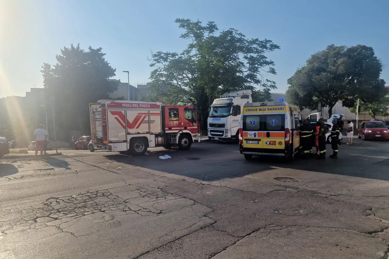 L'incidente a Sassari (foto Floris)
