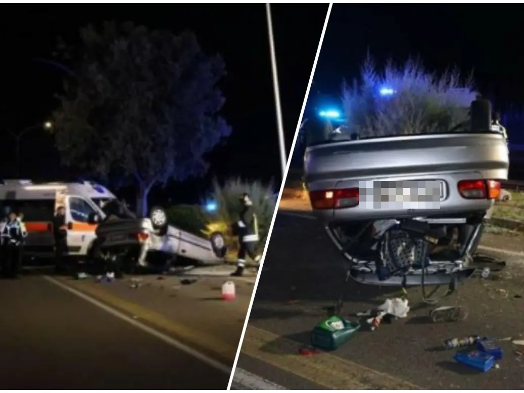 L'auto speronata al Poetto di Cagliari (foto Polizia di Stato)
