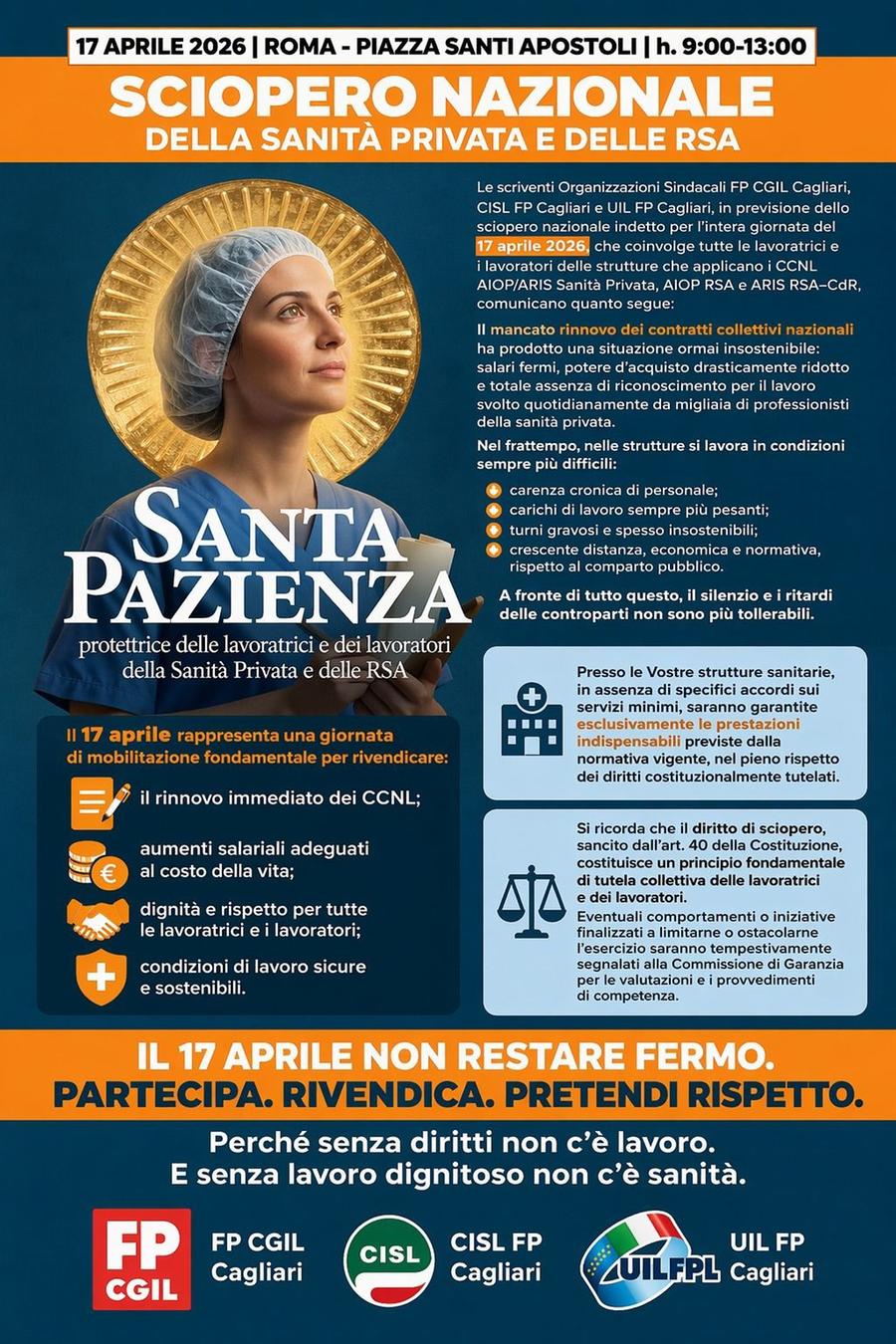Salari fermi e carichi di lavoro insostenibili: i lavoratori della sanità privata in piazza