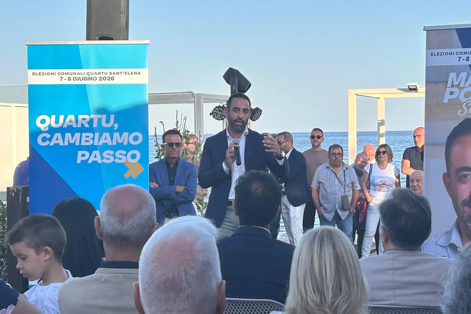 Il comizio finale di Marco Porcu al Poetto di Quartu