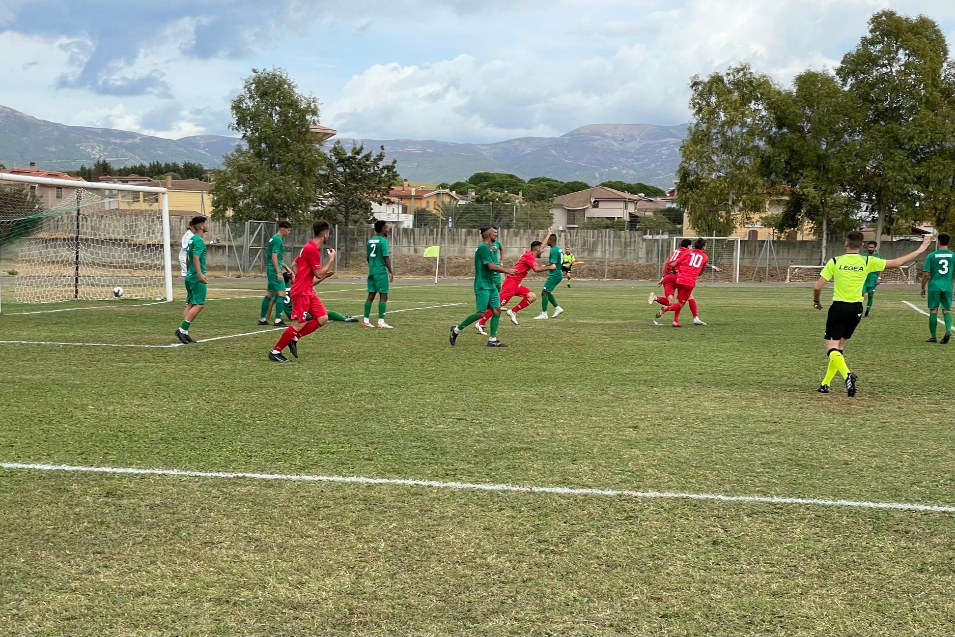 Il primo dei due gol di Ryduan Palermo in Sant’Elena-Villacidrese di mercoledì (foto Spignesi)