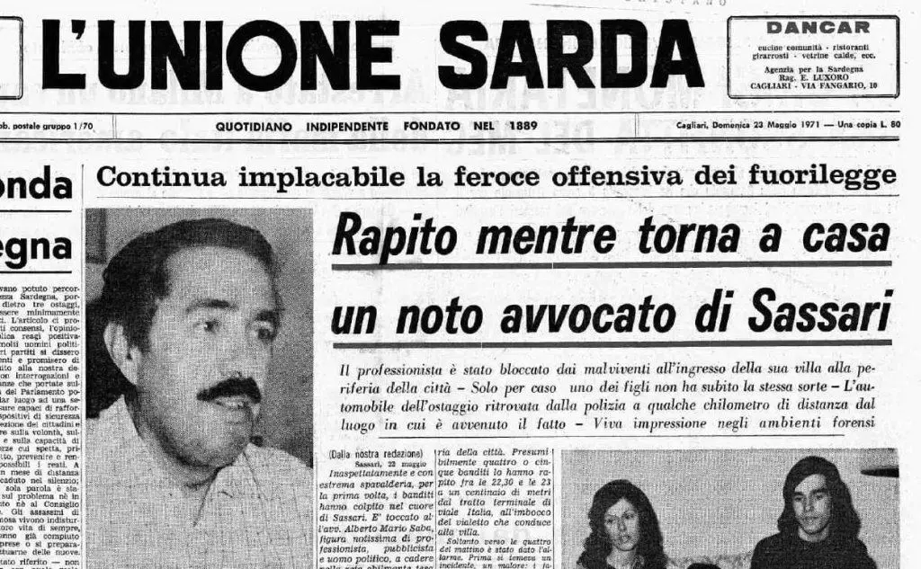 La notizia del rapimento, 52 giorni prima (tutte le foto sono L'Unione Sarda)