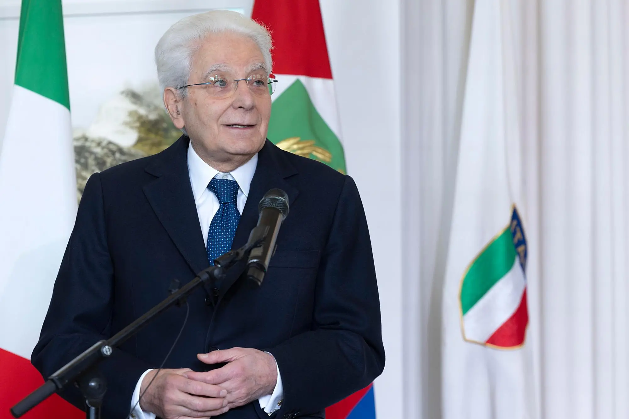 Präsident der Republik Sergio Mattarella im Casa Italia für die Olympischen Spiele Mailand-Cortina 2026 (ANSA / Paolo Giandotti)