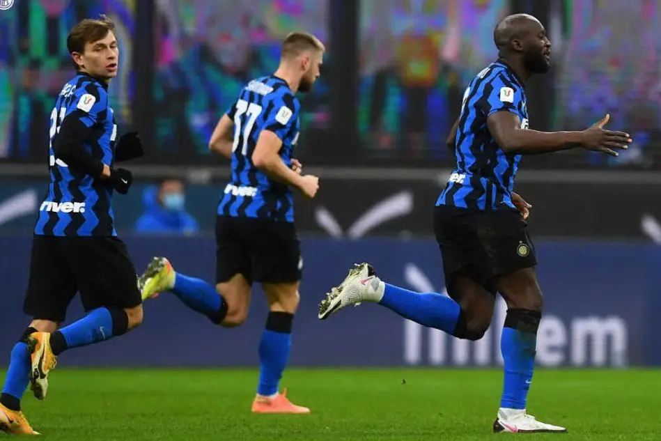L'esultanza di Lukaku (foto Twitter Inter)