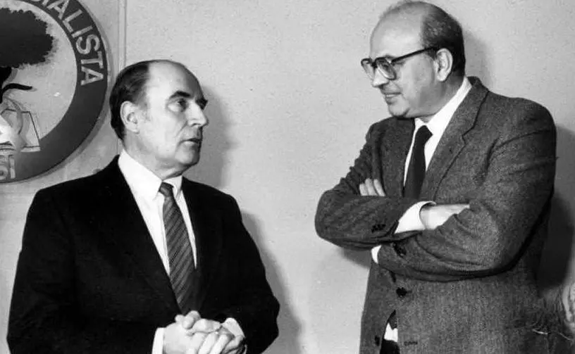 Il presidente francese Mitterrand e Craxi