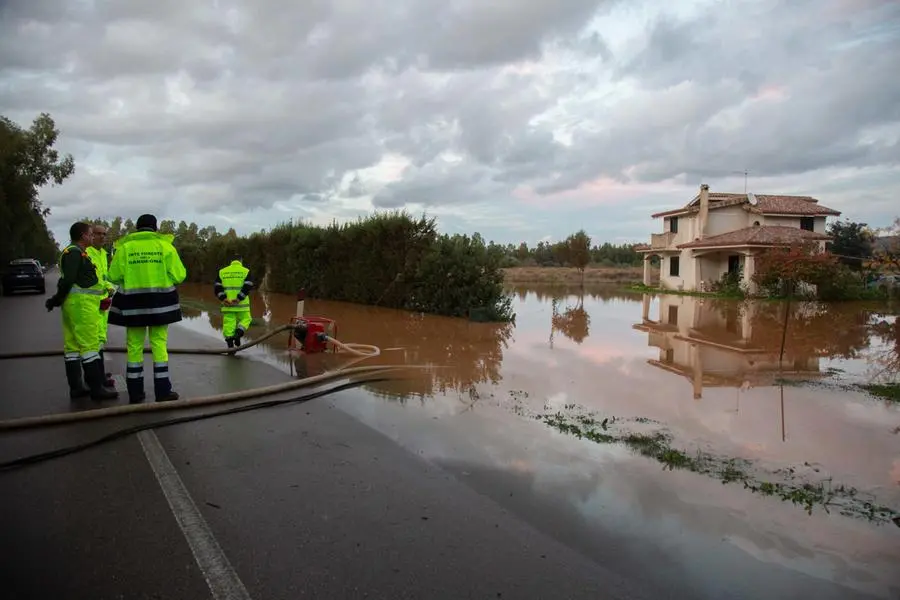 Una zona allagata nel Sulcis (Ansa)