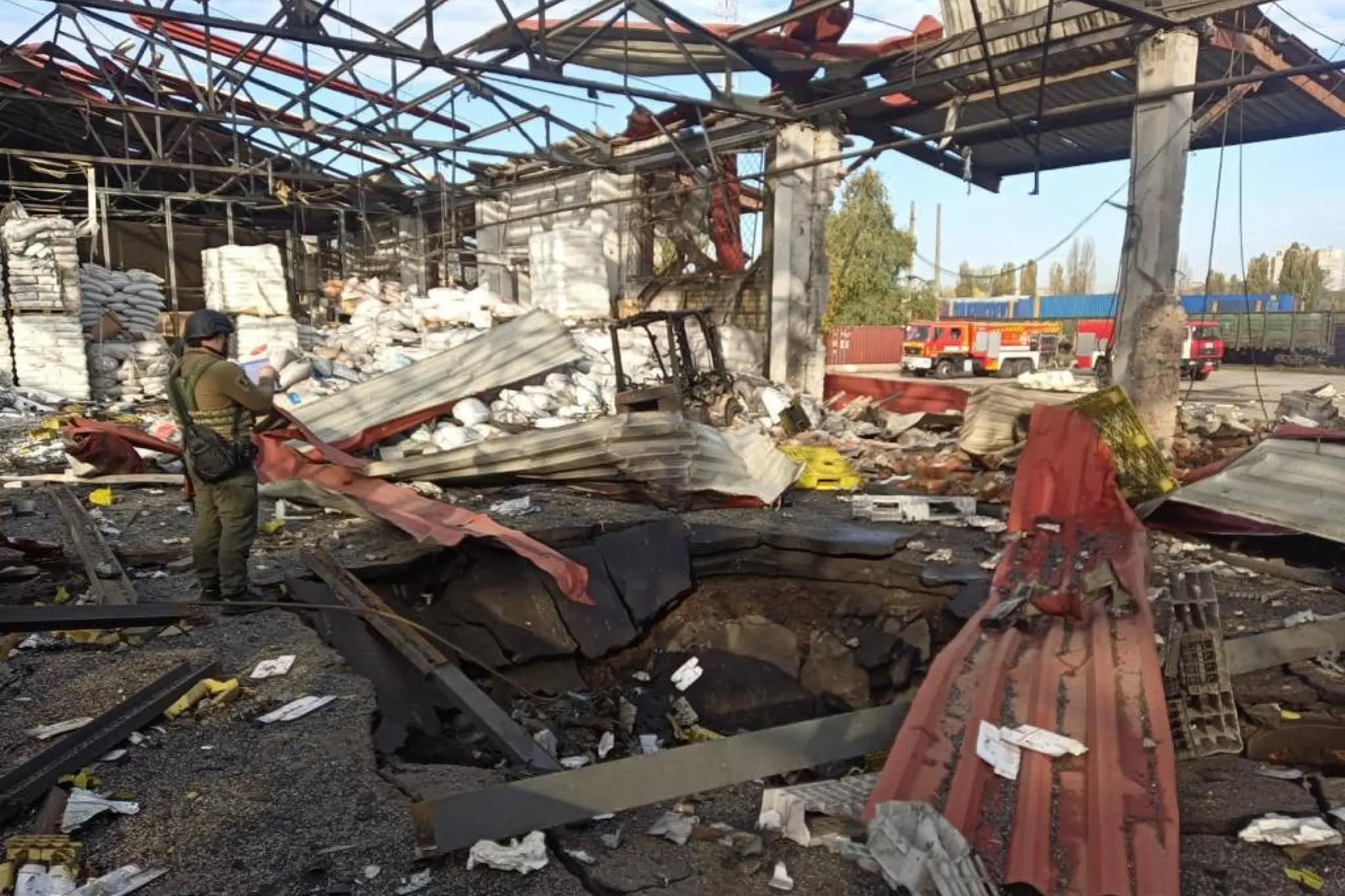 Bombardamento a Kharkiv (foto Ansa/Epa)