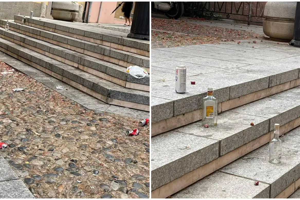 Cagliari, bottiglie e lattine abbandonate per strada (L'Unione Sarda)